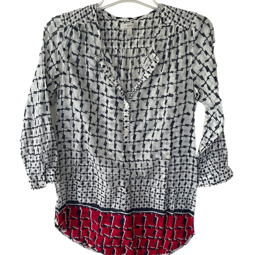 J. Crew Size XS cotton Blue red white tunic